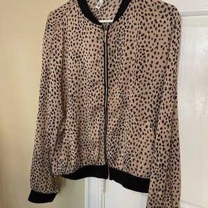 Leopard Print Women's Bomber Jacket Large
